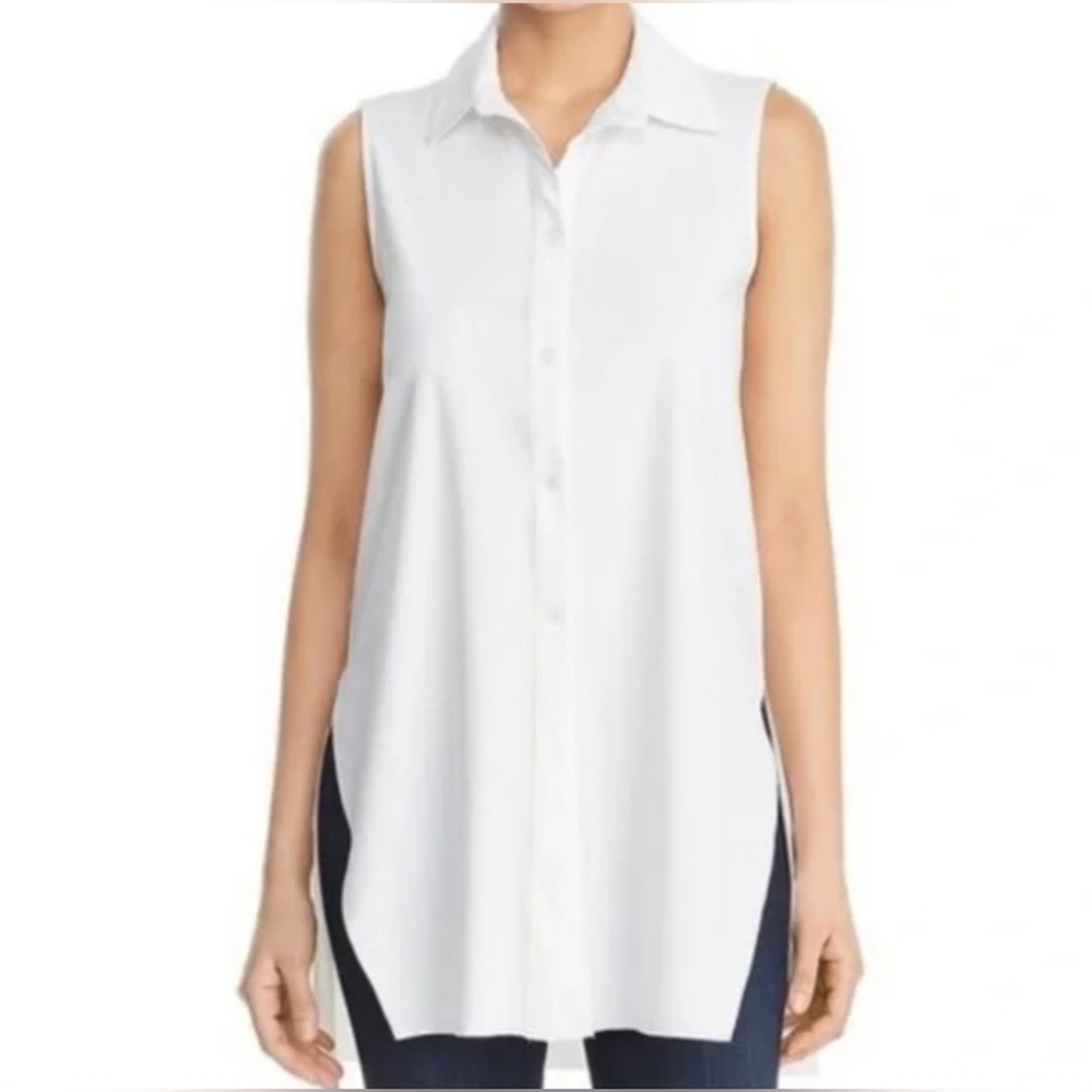 ❤️ LYSSE SLEEVELESS BUTTON DOWN HIGH SLIT TUNIC TOP, XS